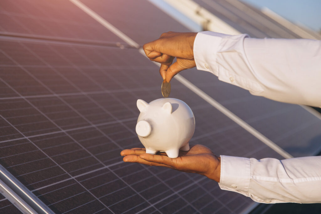 Solar Incentives Nova Scotia highlighted by a rooftop array at sunset.